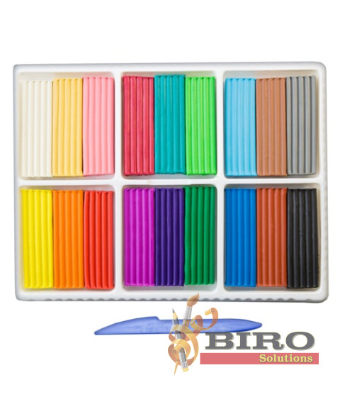 Pastă de modelat Klassika, 18 culori x 20 gr. + cutit